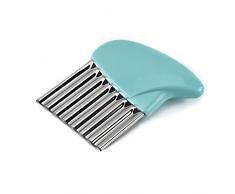 VANKER Acier Inoxydable Frites Coupe-Carotte ondulé Coupe-patate Chips éminceur Bleu