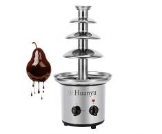 Huanyu Fontaine à Chocolat 4 étages Fondue au Chocolat en 304 acier inoxydable 1360g Capacité 170W Électrique Ménage Commercial Anniversaire Veille De Noël Fête