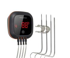 Inkbird IBT-4XS Thermometre Cuisine Bluetooth Thermomètre Barbecue avec Sonde Temperature,Thermomètre Cuisson Rechargeable Magnétique pour Four Grille Viande Poisson(IBT-4XS+4 Sondes)