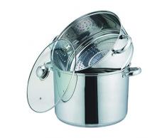 Kamberg - 0008072 - Couscoussier / Cuit Vapeur / Faitout 3 en 1 -Diamètre 26 cm - 10 Litres - Acier Inoxydable Haute Qualité - Couvercle en verre - Tous feux dont induction