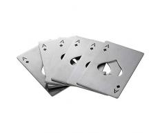 Vareone Decapsuleurs Décapsuleur Ouvre-bouteille Ouvre Bouteille Biere de Bar Poker Carte de Crédit en Acier Inoxydable Motif Poker, 6 Paquets