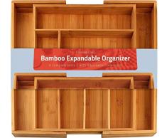 KICHLY 8 compartiments - Range-couverts en bambou extensible - Range couverts et ustensiles en argent