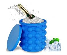 Bac à Glaçons, Seaux à Glace Silicone Avec Couvercle Moules à Glaçons, Ice Cube Maker Magique 120 Glacon Bac Glacon pour Cocktail Whisky Maison Fête Cuisine Sans BPA