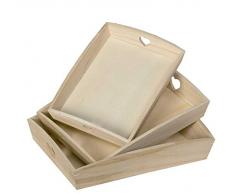 Artemio VIPBC Set de 3 Plateau Rectangle avec CÅurs AjourÃ©s, Bois, Beige, 35 x 6,5 x 27 cm