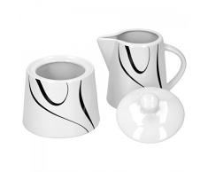 Van Well Galaxy 2 pièces Set sucrier avec couvercle, ø 95 mm + Pot à Lait, 220 ml, Linie élégant Porcelaine de Marques
