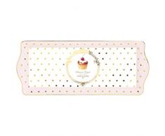 EASY LIFE 1109DOC Coffret Plat à Cake, Porcelaine, Rose, 35 x 15 x 2,5 cm