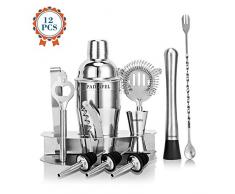 PADIAFEL 2 Drink Make Set Professionnel 12 pièces, kit Cocktail Shaker et Accessoires, 2, 2