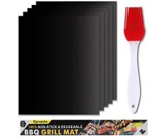 Gyvazla Tapis de Cuisson, Set de 5 Tapis de Cuisson pour Barbecue et Four- 40cm*33cm Feuilles Anti-adhérent de BBQ et Feuilles de Cuisson réutilisable pour les barbecue à gaz, Charbon ou électriques