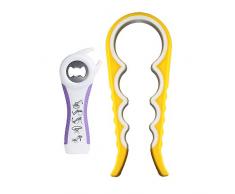 Ouvre Bocal, Decapsuleur, Multifonctionnel 5 en 1 Kitchen Tool Convient pour la Main Basse, larthrite, âgées, Femmes(2Pack)