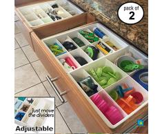 Uncluttered Designs Diviseurs de Tiroirs Réglables (2 pièces) Pour Armoires de Cuisine, Garde-manger, Placard, Chambre à Coucher, Organisation et Rangement de Salle de Bain