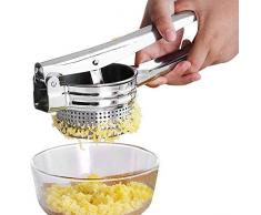 Presse-purée pour pommes de terre, presse-fruits en acier inoxydable argenté avec poignées, la préparation de pommes de terre manuel Idéal pour les fruits, légumes, aliments pour bébés