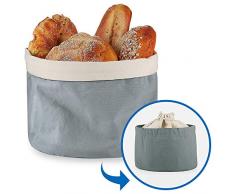 General Corbeille à Pain avec Couvercle et Cordon, Ø 25 cm, Sac à Pain 100% Coton, Anti-effondrement, Gris Bleuté