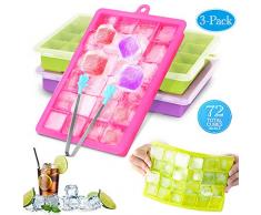 CAVN Bac à Glaçons Silicone Bacs à Glaçons avec Couvercles Transparents - 72 Moules à Glaçons pour leau, bébés, purée, Whisky,Glace