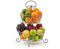 EZOWare Grande corbeille a fruits 2 etages - Panier a fruits a etages en métal décoration plan de travail - Coupe de fruit design – Corbeille table fruits et legumes fraîcheur