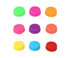 kwmobile 9X Bouchon Bouteille Silicone - Lot de Bouchons Réutilisables pour Bouteilles en Verres de Bière Vin Soda - Capsule Ø24mm en Silicone Multicolore