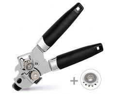 HAUSPROFI Ouvre-boîte en acier inoxydable Ouvre-boîte manuel, Acier inoxydable, 3-In-1