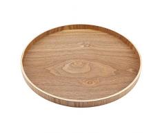 Assiette en bois Plateau rond en bambou pour service à thé Dîner Petit déjeuner Fruits Bonbons Nourriture(33cm)