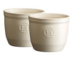 Emile Henry Eh024008 Le N°8 Set de 2 Ramequins Céramique Beige Argile 8,5 X 8,5 X 7 cm
