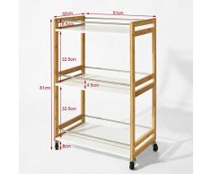 SoBuy® FKW32-WN Desserte de Cuisine de Service Meuble de Rangement Chariot de Cuisine Salle de Bains Roulant, L51xP30cmxH81cm