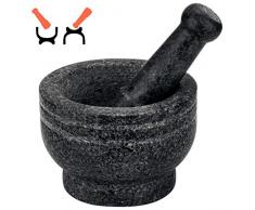 Tera Mortier et Pilon 2 en 1 Usage à Deux Faces Mortier avec Pilon en Granit Poli Sécurité Alimentaire pour les Herbes Épices Grains de Café Feuilles de Thé Masalas et le Guacamole