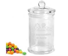 Amikado Bonbonnière en Verre 750 ML gravée Ruban et Texte
