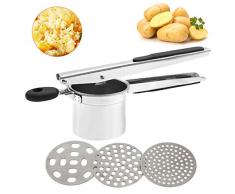 Ballery Presse-purée à Pommes de Terre, Presse Puree Manuelle idéal pour Fruits, légumes, Aliments pour bébés, 3 disques interchangeables