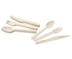 GRÄWE Couverts jetables en bois 18 pièces pour 6 personnes