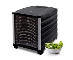 Déshydrateur dAliments BioChef Arizona 10 Plateaux en acier inoxydable - Minuterie, Porte Transparente, Plateaux amovibles, en Tritan sans BPA (Noir)
