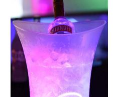 WLKQ Seau à glaçons Seau à Champagne Seau à Glace à LED Double poignée,Seau a Champagne,glacon,Sceau a Glace,rafraichisseur de Bouteille– 4,5 L,Blue