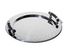 Alessi Mgvass Plateau Rond en Acier Inoxydable 18/10 Brillant avec PoignÃ©es en Pa, Noir
