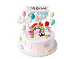 iZoeL Licorne gâteau Décoration Licorne Cake Topper bannière Joyeux Anniversaire Gâteau Ballon Arc-en-Ciel Étoiles et Nuage pour enfants Filles fête anniversaire baby shower