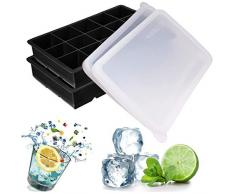 Dokpav 2PCS 3.3*3.3cm- Moule à glaçons en silicone avec Couvercle, Bac à glaçons en silicone, Démouler Facilement, Moule à glaçons pour réfrigérateur, leau, Whisky, Cocktail, DIY Chocolat, -Sans BPA