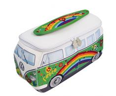 BRISA VW Collection - Volkswagen Combi Bus T1 Camper Van 3D Trousse de Maquillage en Néoprène, Sac à cosmétiques, Nécessaire de Toilette/Culture, Étui de Voyage, Universel, Lunch-Box (Peace/Vert)