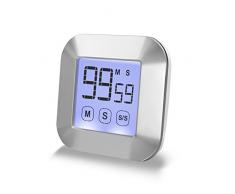 Minuteur de cuisine CEEBON avec écran tactile - Compte et décompte avec alarme puissante - Rétro-éclairage magnétique à larrière