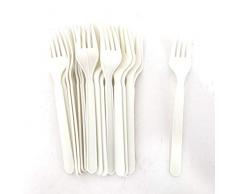Extiff Lot de 100 Fourchettes Couverts Jetables en Plastique Blanc 17,5 cm (Fourchettes, 100)