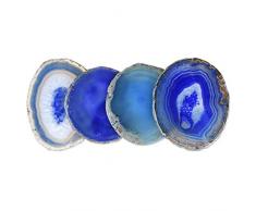QGEM Dessous de Verre Rond en Pierre Agate Décor Salon Table Mariage Fête sous Tasse,Vase,Bouteille Couleur Optionnelle (4pcs Bleu #1)