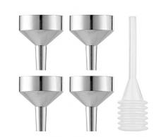 MYLL Mini Entonnoir Inox de Parfum (4 Pièces), Petit Antonoir - pour Cosmétiques, Huiles Essentielles (Dia. 18mm, Argent)