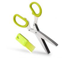 Ototon Ciseaux à Herbes Ciseaux de 5 Lames en Acier Inoxydable Ciseaux de Cuisine avec Equipé de Peigne Nettoyage pour Fines Herbes Aromatiques