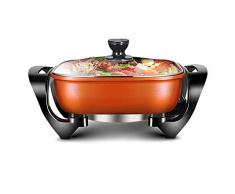 FUDIV Électrodomestiques Wok multi-fonction électrique Hot Pot Cuisinière électrique multi-usages Pot petit feu, la cuisine et prêt à manger, antiadhésive, 5L, 1400W, Orange