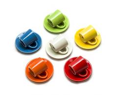 LVKH Set de Tasses à Expresso soucoupes - Service à café Turc en céramique - de (6 Tasses, Multicolore)