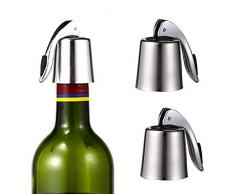 Schneespitze 2 pièces Bouchons de Vin en Acier Inoxydable,Bouchon Vin Bouchons de Bouteille de Vin pour Conserver Le Vin Rouge Et Le Champagne ScelléS