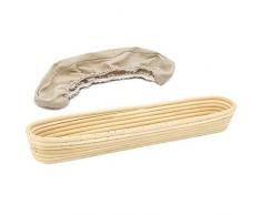 Shumo 2 PièCes 17 Pouces Baguette Banneton Brotform Pain Panier éPreuve du Pain en Rotin Naturel Canne à la Main & Lin Liner Tissu