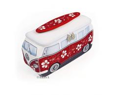 BRISA VW Collection - Volkswagen Combi Bus T1 Camper Van 3D Trousse de Maquillage, Sac à cosmétiques/de Culture, Nécessaire de Toilette, Étui de Voyage, Pochette Universel, Lunch-Box (Hibiscus/Rouge)