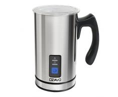OZAVO Mousseur à Lait Electrique 500W 300 ML Chauffe Vite Mousse Froide ou Mousse Chaude avec Revêtement non-adhésif en Acier Inoxydable, Argent