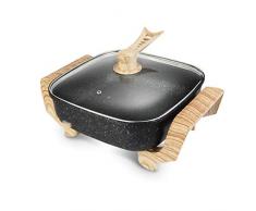 FUDIV Antiadhésif Wok électrique multi-fonction électrodomestiques Cuisinière électrique Hot Marmite Barbecue Une cuisson à la vapeur Pot, 7L, 1300W, Noir