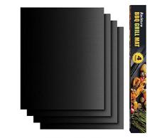 BACKTURE Tapis de Cuisson, Set de 4 Tapis Barbecue 50x40cm, Papier Cuisson Épaissir pour Barbecue Grille et Four, Anti-adhérent et Réutilisable, sans-PFOA