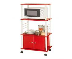 SoBuy® FRG12-R Meuble de Rangement Cuisine Roulant Chariot de Cuisine de Service Micro-ondes Desserte Micro-Onde à roulettes en Bois