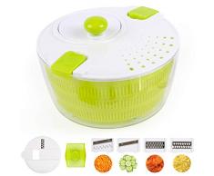 Edaygo 2 in 1 Essoreuse à Salade et Légumes Grande Capacité, decoupeur de Legume, Rappeur de légume, saladier, Trancheuse à légumes, Passoir de légume, 4 L