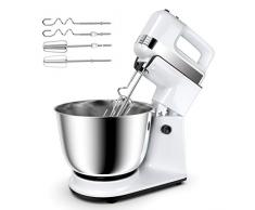 COSTWAY Robot Pâtissier Avec Bol de 4L, 5 Vitesses Ajustables et Poignée pour Tenir à Main sont Bien Agréable pour vos Différents Besoin de Cuisine. Inclut 2 Batteurs et 2 Crochets à Pâte