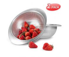 SKY LIGHT Passoire de Cuisine 20cm avec Coffret Cadeau, Passoire microperforée de 2 Pièces en Acier Inoxydable, avec poignées pour Le Lavage des pâtes et des Petits Grains, va au Lave-Vaisselle